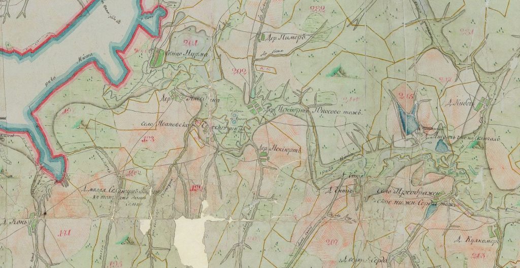Карта ПГМ Лаишевского уезда Казанской губернии. Село Селенгуши. 1793 год.