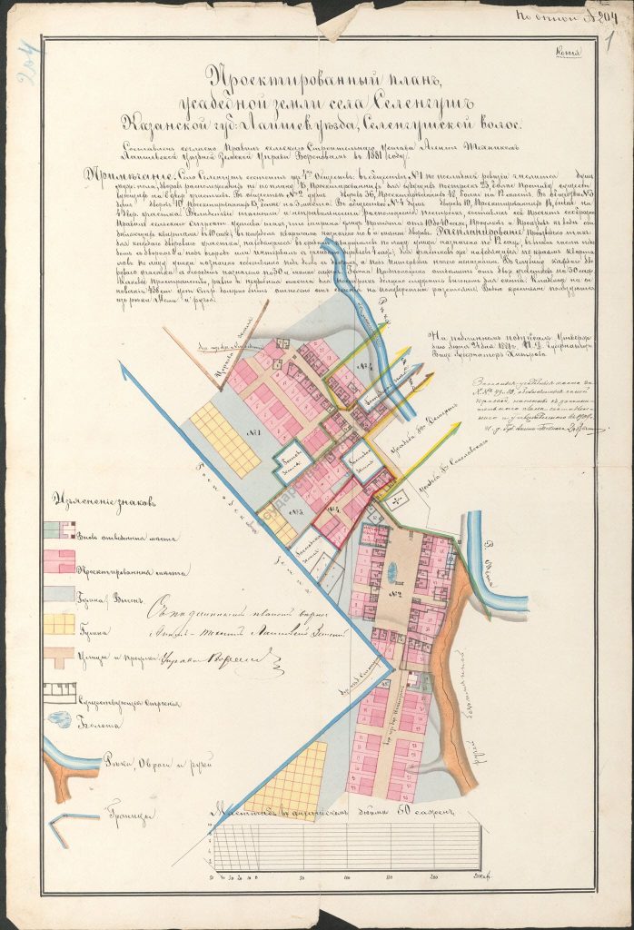 Проектированный план усадебной земли села Селенгуши 1881 год