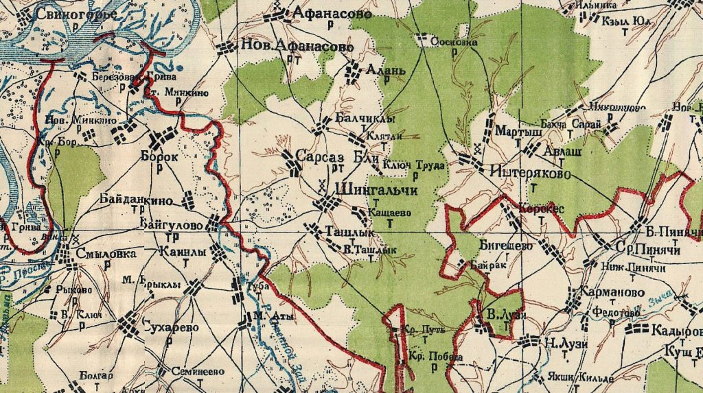Топографическая карта Татарской АССР 1935 года. Скриншот с сайта "Это Место"