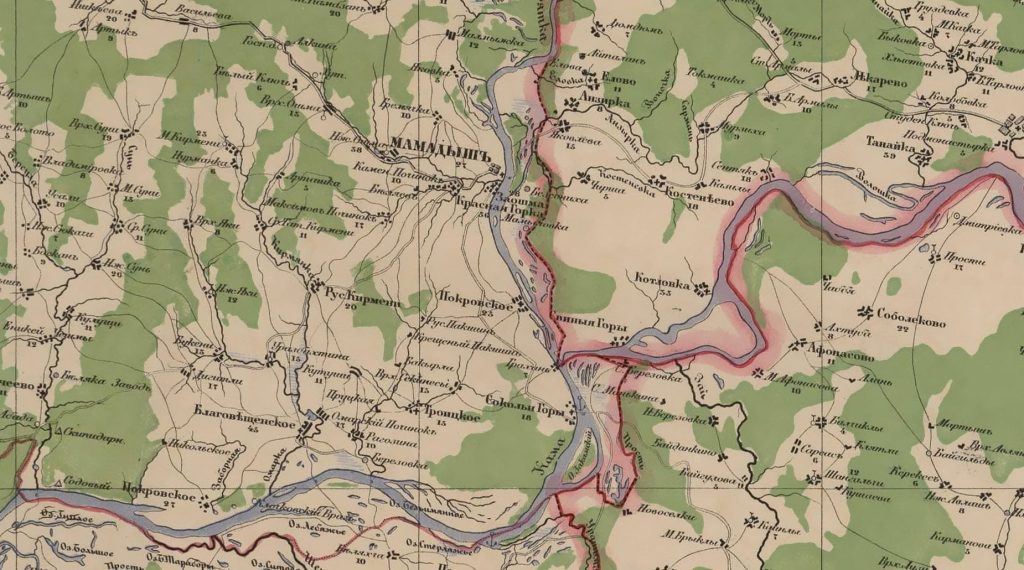 Карта Стрельбицкого. Восток Европейской части России. 1871 год. Скриншот с сайта с «Это место»