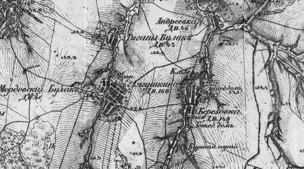 Военно-Топографическая карта Казанской губернии 1880 год. Берёзовка (Шентала). Скриншот с сайта "<a href="http://www.etomesto.ru/map-kazan_topo2v-kazan-gub-1880/" target="_blank" rel="noopener">Это место</a>".