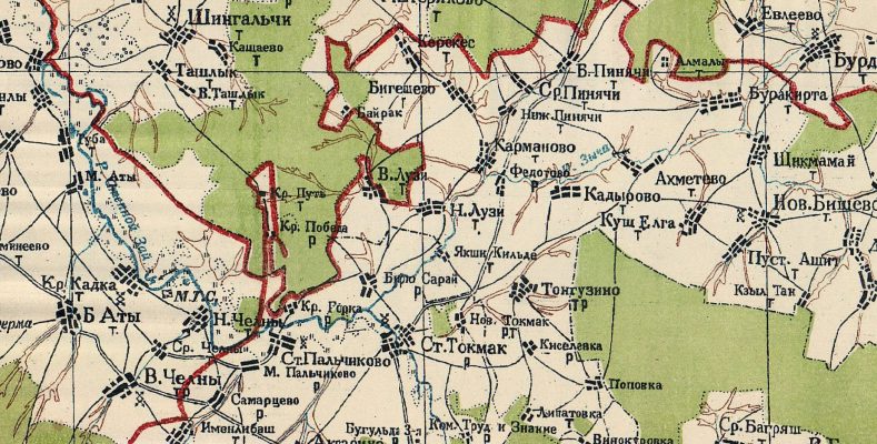 Деревня Яхши Кильде. Топографическая карта Татарской АССР 1935 года. Скриншот карты с сайта "Это место".