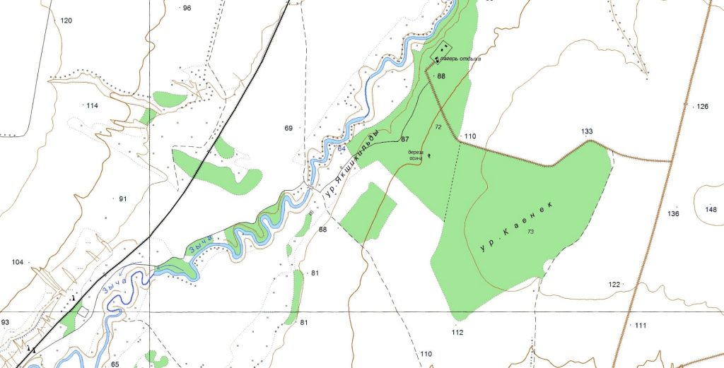 Урочище Яхши Кильды. Топографическая карта Нижнекамска и Набережных Челнов с окрестностями 2001 года. Скриншот карты с сайта "Это место".